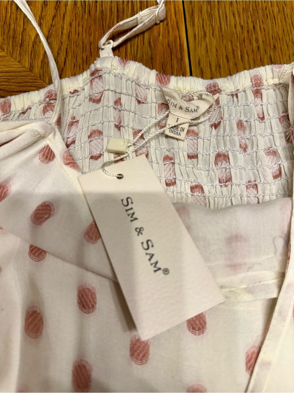 Off white adjustable Strap Polka Dot Tiered Maxi Dress - Pink Dots - Picture 9 of 11